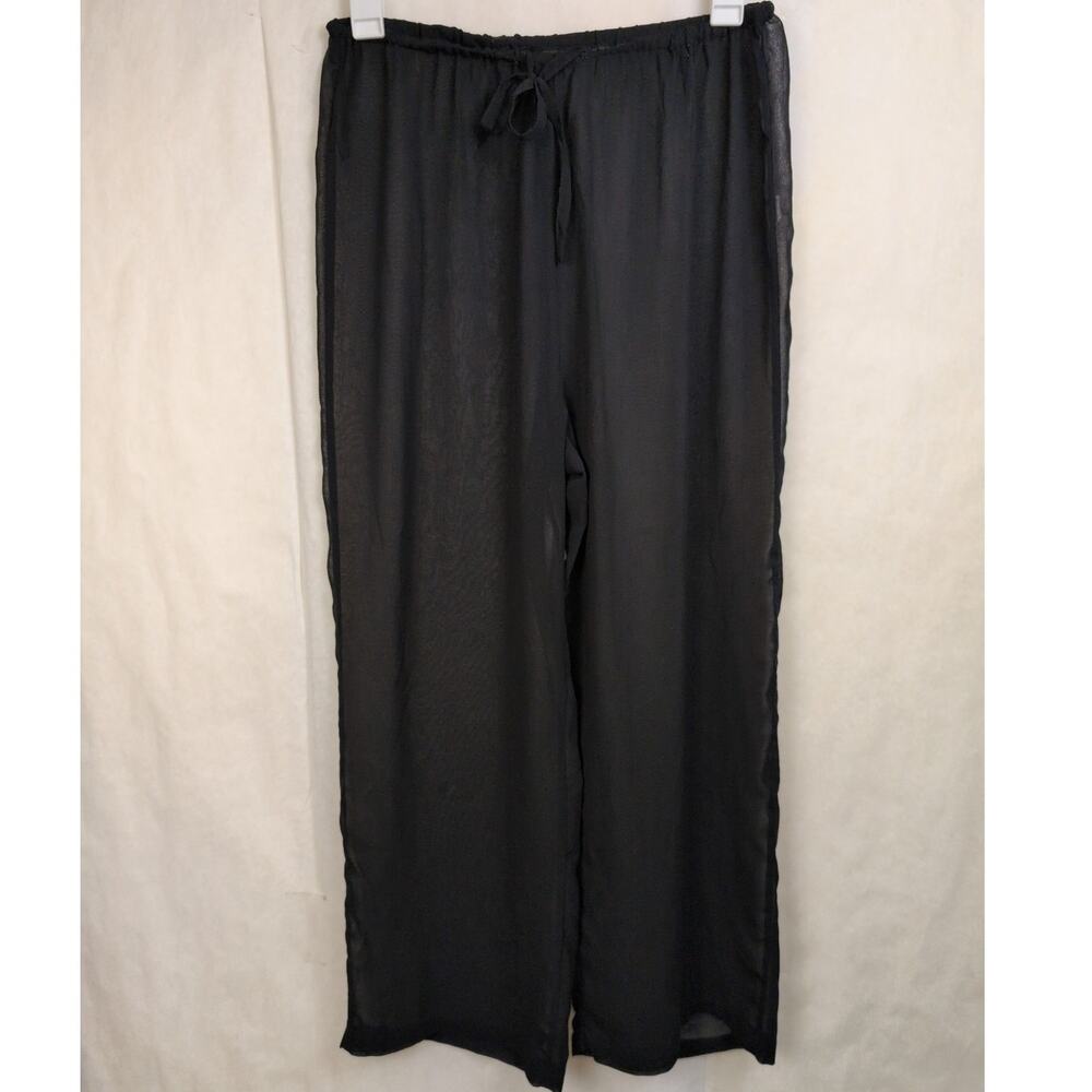 4th and Reckless Darcie Trouser sheer black wide leg pull on pants Size Med Boho